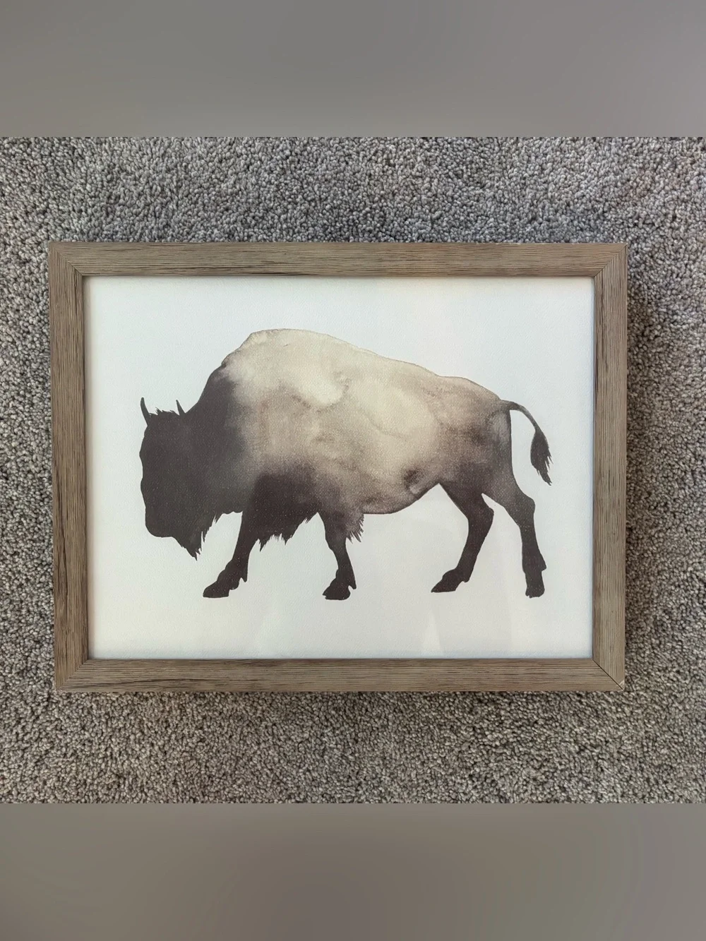 Threshold Brown & Cream Bison Silhouette Framed Wall Art